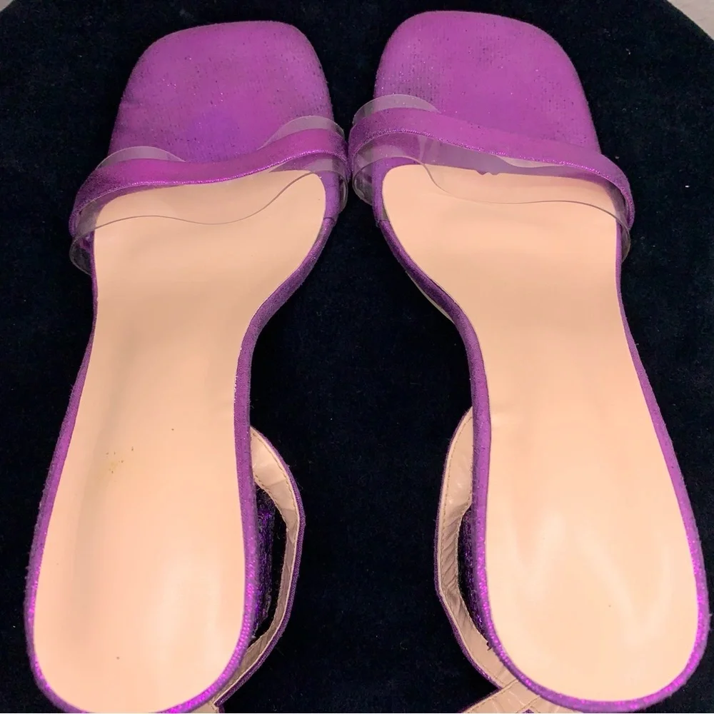 Y2K Era Size 6 Purple Glitter Chunky Heel Shoes Party Event Prom Square Toe
